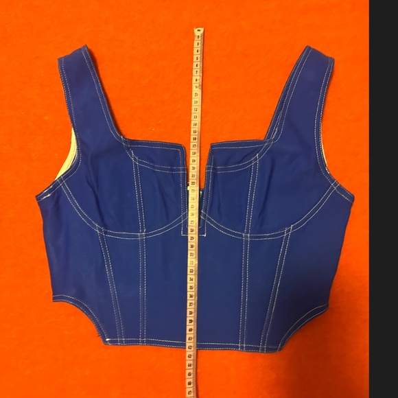 Love and Harmony slate blue contrasting seams denim bustier corset top NWT - Picture 12 of 14